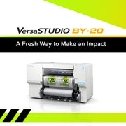 VersaSTUDIO BY-20 printer with green and black accents on a white background
