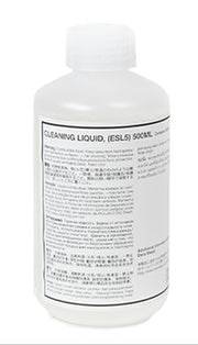 Bottle of cleaning liquid with label on a white background