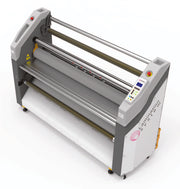 A professional wide format laminator machine, the Sign Master 1700 AG, with a gray body, silicone rollers, and control panel.