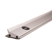 Metallic strip with a logo on a white background