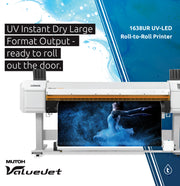 Mutoh ValueJet 1638UR UV-LED 64" 6 Colour Large Format Production Printer, includes RIP and Bulk Ink Adaptors