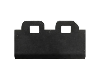 Black rubber gasket with two circular cutouts on a white background