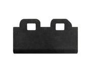Black rubber gasket with two circular cutouts on a white background