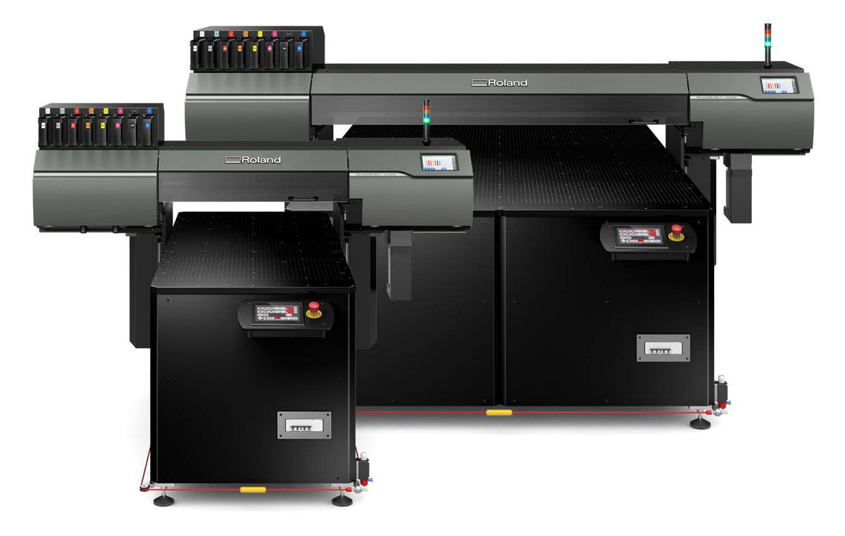 Roland digital printing machine on a white background
