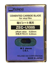 Roland cemented carbide blade packaging for vinyl film on a white background