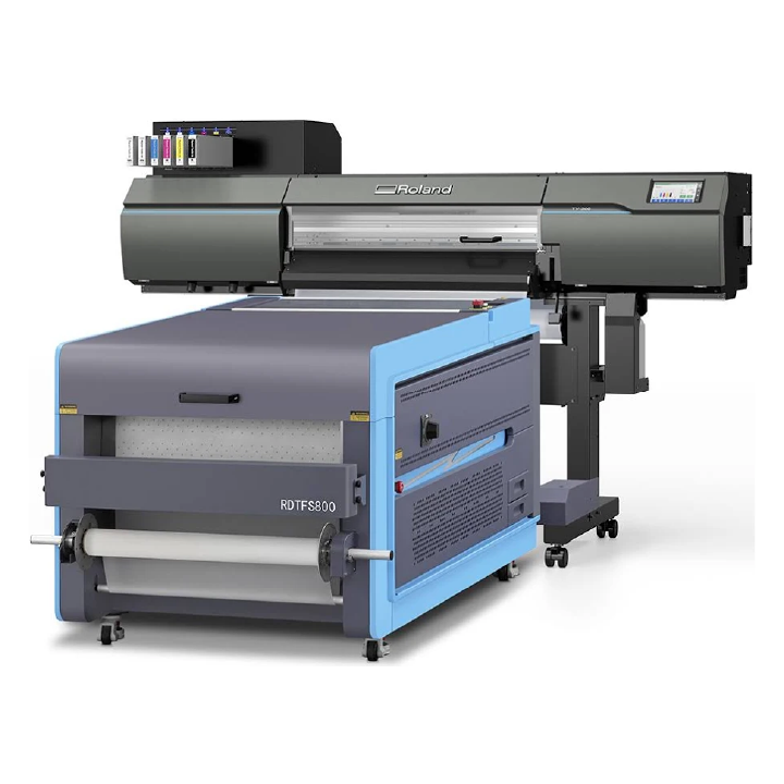 Roland digital printing machine on a white background