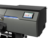 Large industrial printer with a touchscreen display on a white background