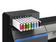 Printer with ink cartridges on a white background