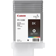 A Canon PFI-103 Lucia EX Ink 130ml ink cartridge with product information and branding on the label.