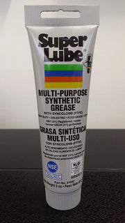 A tube of Mutoh Super Lubricant Multi-Purpose Synthetic Grease with text highlighting its use for printer maintenance.